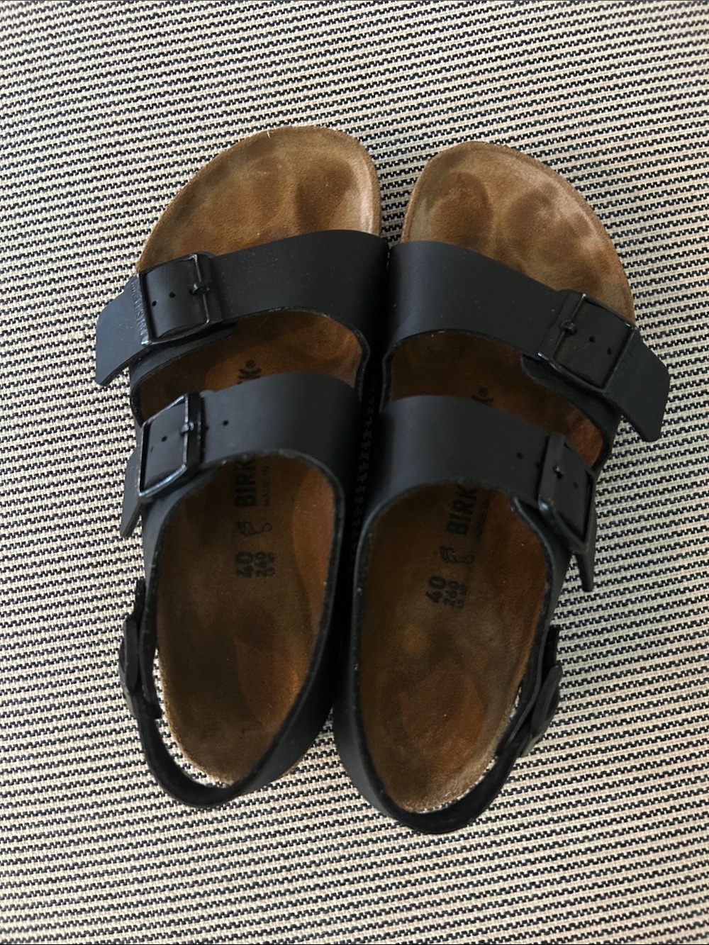 Birkenstock Black Two-Strap Milano Sandals